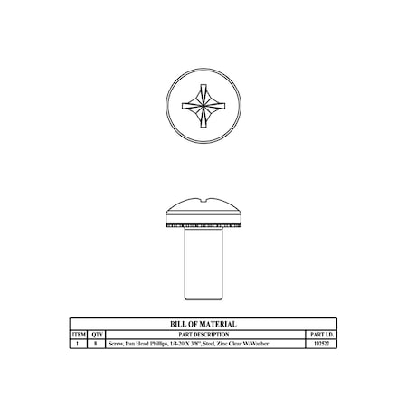 Saginaw Control & Engineering Bolt Pack, Subpanel 0.25-20 X 3/8, 8PK SCE-102225